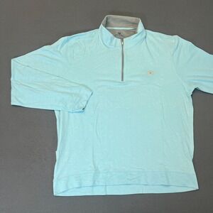 Beach & Barn Mens Sz XL 1/4 Zip Pullover Blue Golf Logo Modal Stretch Mock Neck
